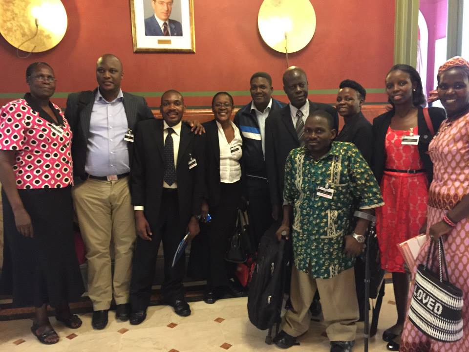 Uganda delegates from left to right: Rose Achayo, Derrick Kizza, Aggrey Olweny, Florence Mukasa, Martin Ssenoga, Job Wanakwakwa, xxxx, Priscilla Nyarugoye (UHRC), Robinah Alambuya, and in front, Apollo Mukasa