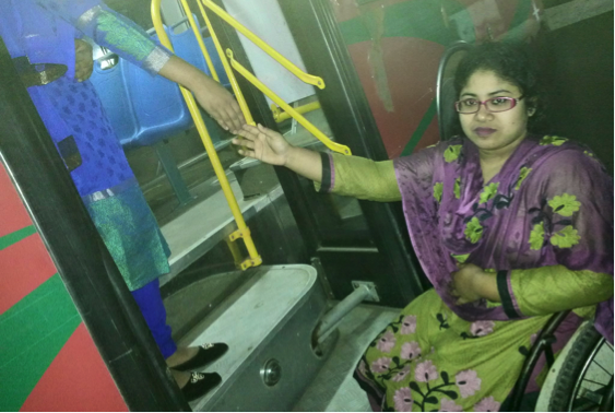 Inaccessible bus for wheelchair user