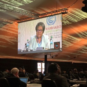 Ipul Powaseu addresses the UN Climate Change Conference on behalf of the Women and Gender Constituency