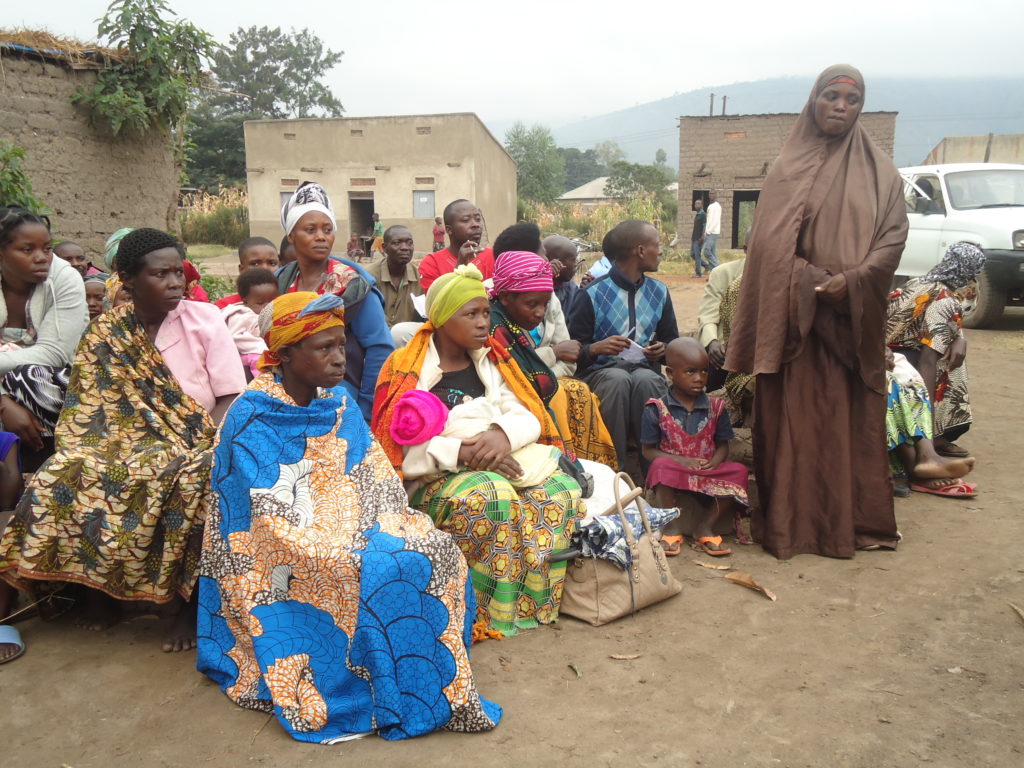 Group of refugees at meeting