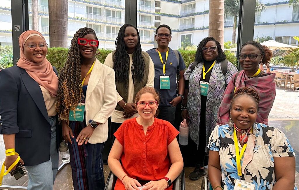 Photo of DRF staff and grantees smiling in Kigali.