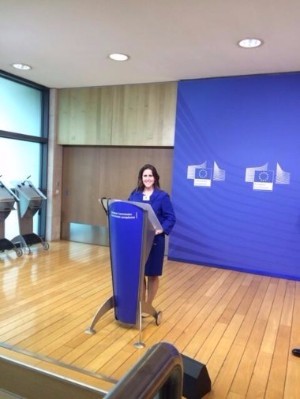 Kerry Thompson speaking at the European Commission